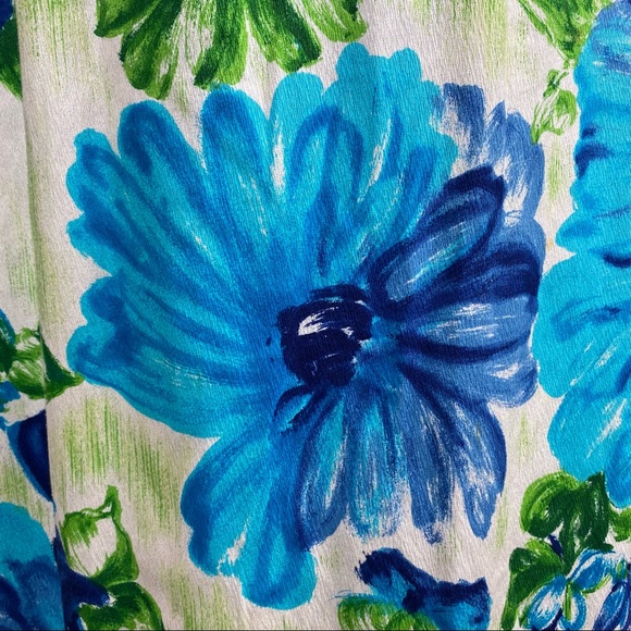 Hawaiian White Blue/Green Floral Print Maxi Dress - Picture 5 of 9